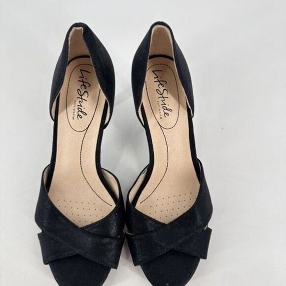 LifeStride Women's Black Peep Toe Mykonos D’orsay Sandal Heels Size 7.5 - Picture 10 of 15